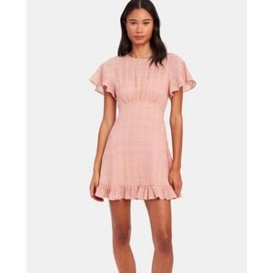Auguste the Label Pia Cotton Mini Dress Dusty Pink Womens 10 New Flutter Sleeve,